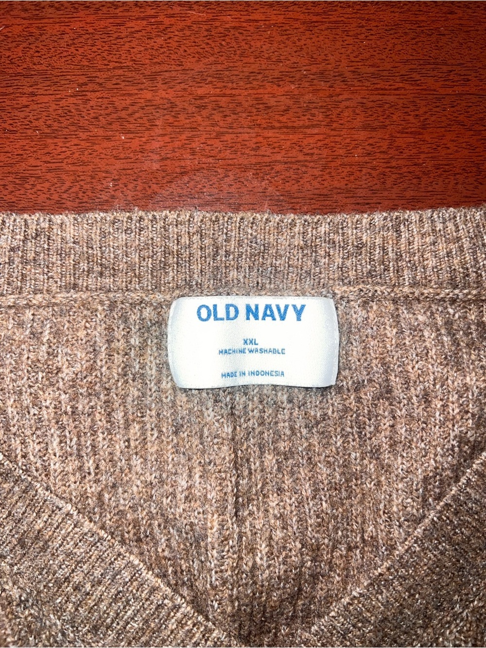Old Navy Brown Ribbed V-Neck Sweater - Picture 2 of 4